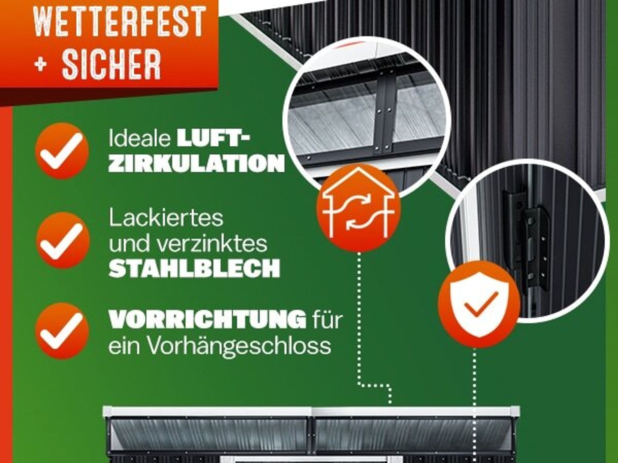 GARDEBRUK® L Metall Gerätehaus 2m² mit Fundament 200x125x180cm 2 Fenster Anthrazit Geräteschuppen Gartenhaus 4m³