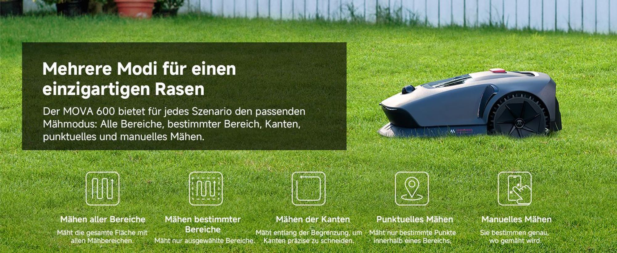 MOVA 600 Kit Kabelloser Mähroboter mit UltraView™ 3D LiDAR, 81 Ersatzklingen, Automatische Navigation, bis 600 m² Rasenfläche