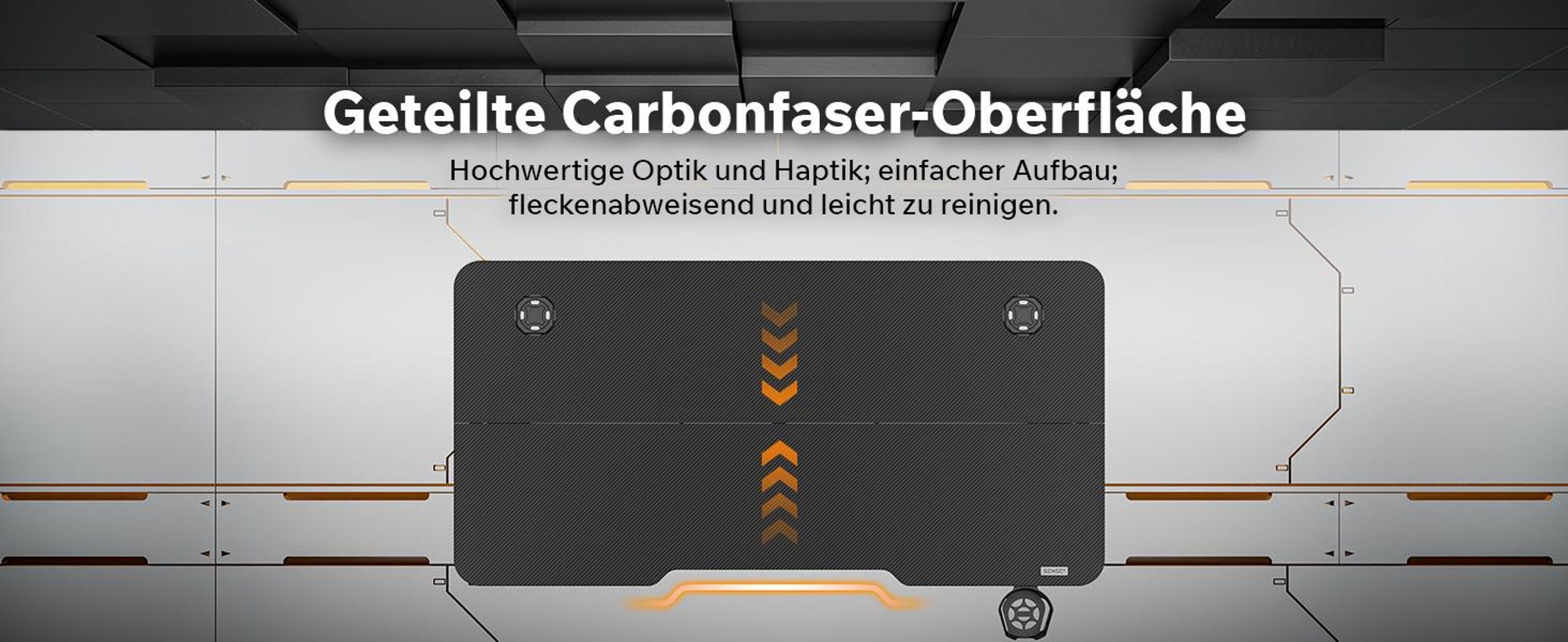 Sense7 VAMO Gaming Schreibtisch 140x70 cm Schwarz Computertisch PC Tisch Carbon Optik Z-Shape Gamer Tisch mit Getränkehalter Home Office Büro