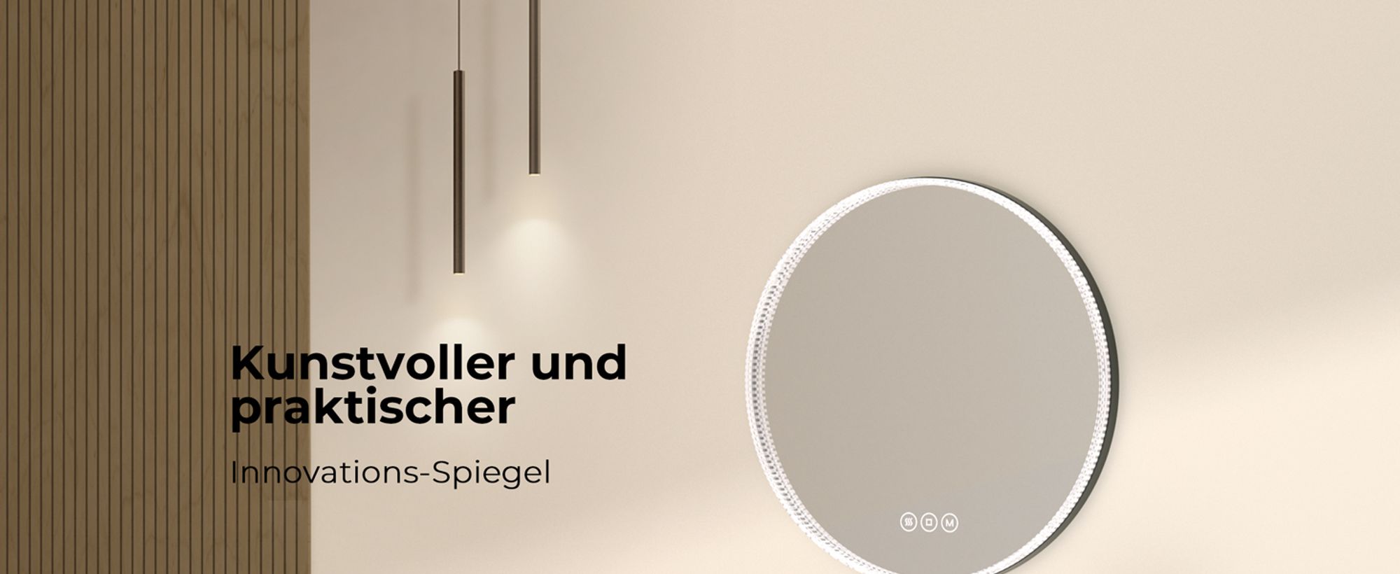 EMKE LED Badspiegel Rund 60cm mit Beschlagfrei und 3 Lichtfarben, schwarz Badezimmerspiegel dimmbar Wandspiegel mit Touchschalter, Speicherfunktion