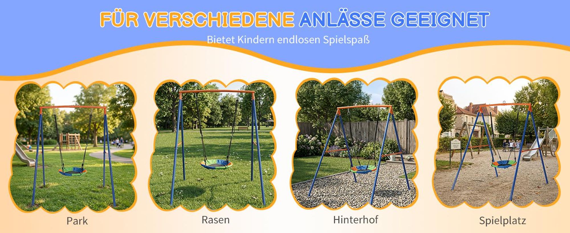 LEADZM Schaukelgestell mit Nestschaukel Kinderschaukel Schaukelgerüst ,Wetterfest, Für Garten & Spielplatz