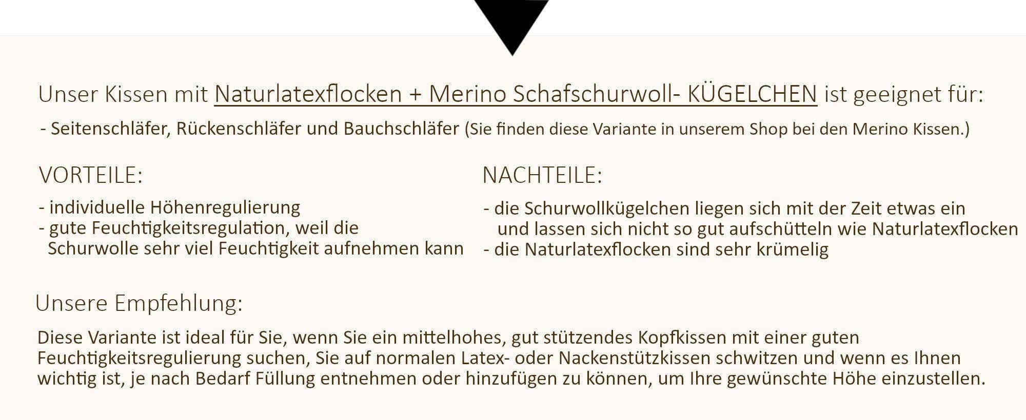 Naturlatex Flocken Kopfkissen Kuschelzeit in 40x80 cm - Nackenstützkissen mit individueller Höhenregulierung und kbA Bezug