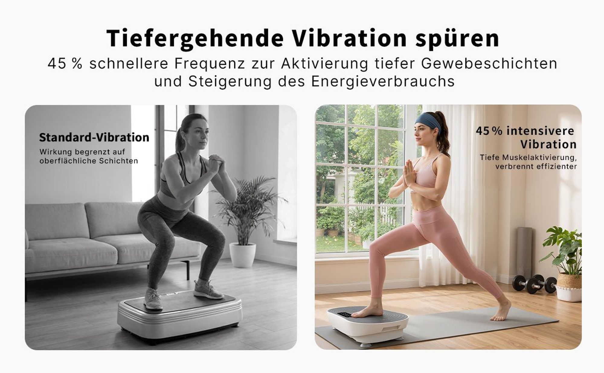 Vibrationsplatte, leise und Kompakte Vibrationsplatte mit LED-Display, mit Fernbedienung, für Ganzkörpertraining zu Hause, bis 158 kg
