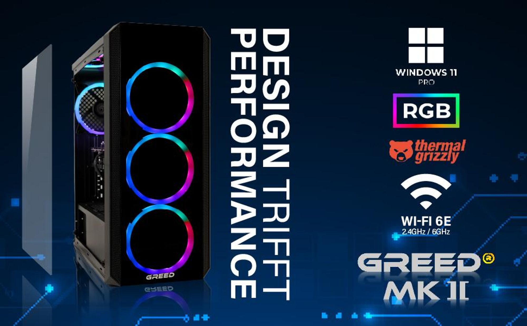 Greed® MK2 - High End Gaming PC - AMD Ryzen 7 5700X - Nvidia Geforce RTX 5060  - 4,7 GHz - 4K - 32GB RAM & 1 TB SSD von Kingston - Win 11 Pro