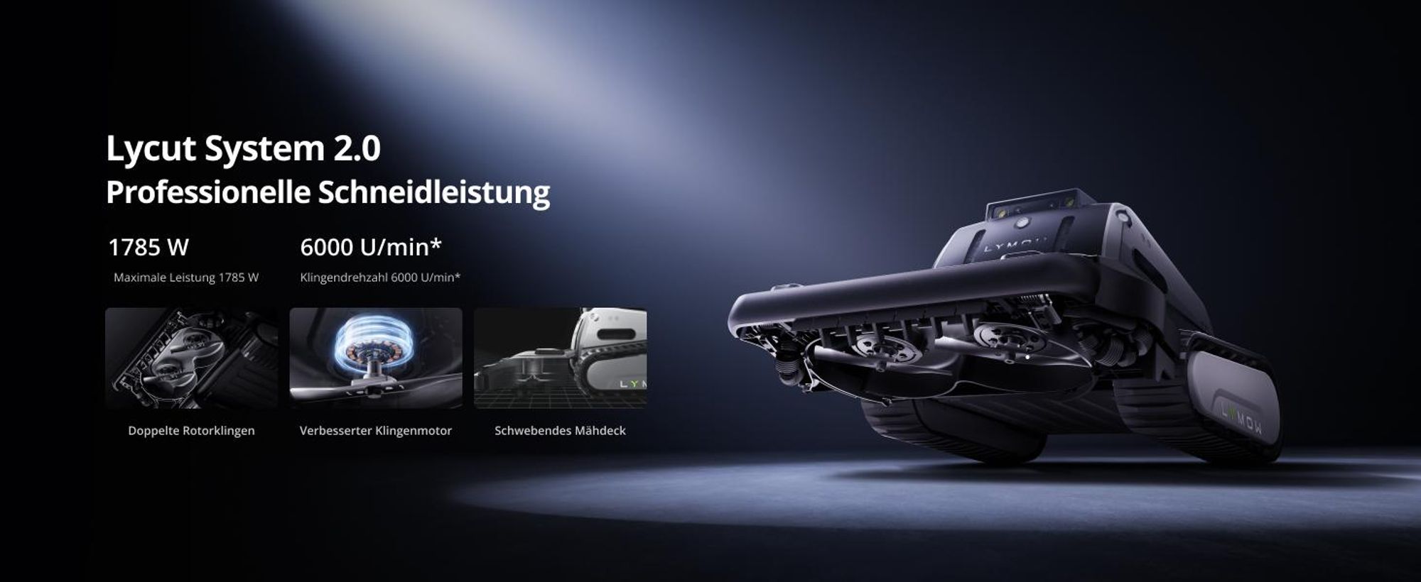 Mähroboter Lymow One Plus 5A 40cm/4000m² pro Tag, Kartierung bis zu 60.000m², ohne Begrenzungsdraht mit RTK-Cloud Techno
