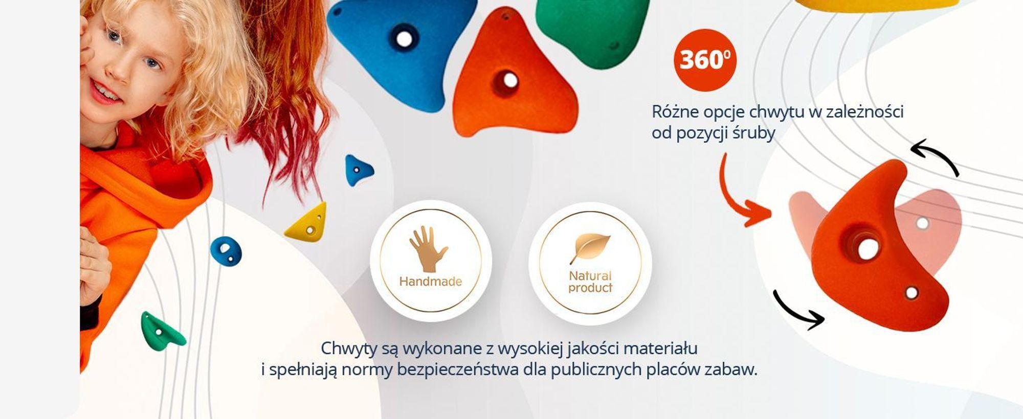 Create for you® - Domowa Ścianka Wspinaczkowa dla Dzieci, 5 Chwytów 60x120cm