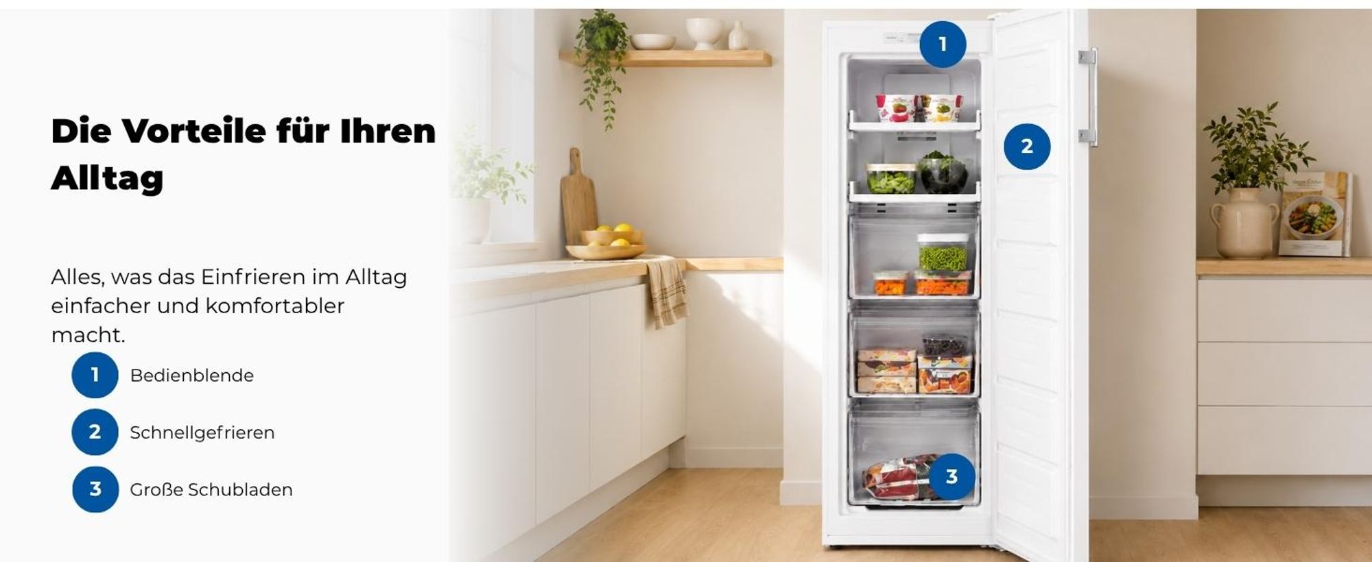 Exquisit Gefrierschrank GS5231-NF-H-040C weiss | 161 l Nutzinhalt | 4*-Gefrieren | Alarm-Funktion | Schnellgefrieren | NoFrost
