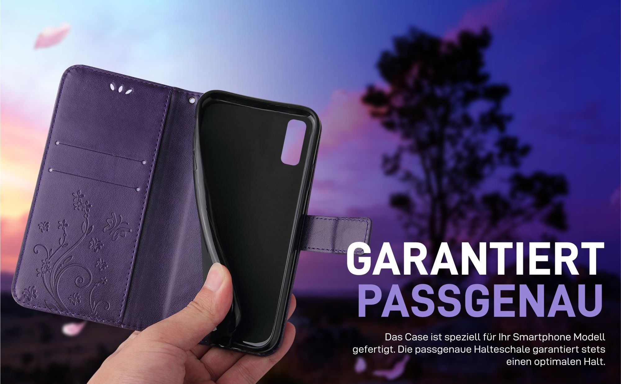 Violette Klapphülle für Samsung Galaxy A50 mit präziser Passform und sicherem Halt