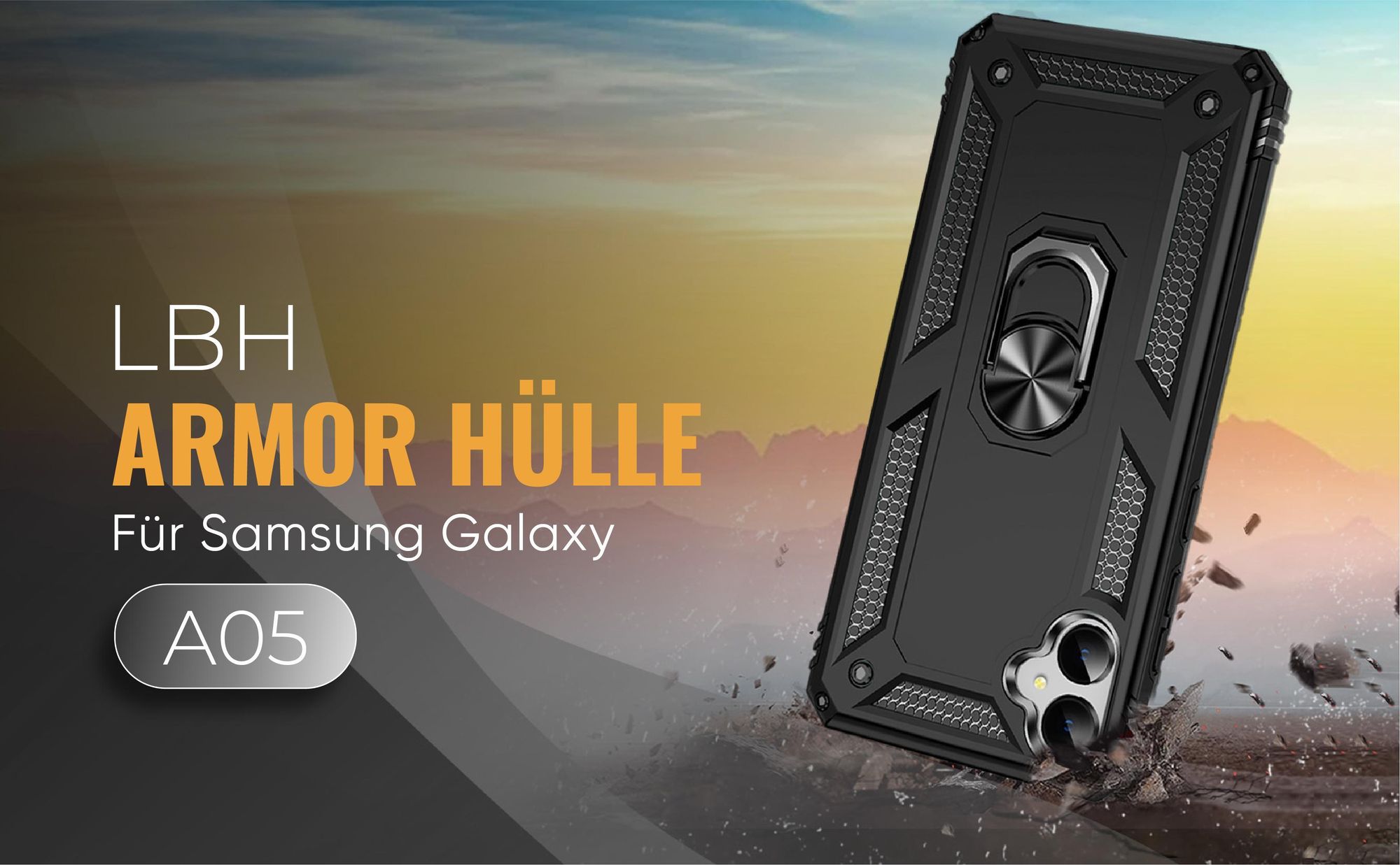 Schwarze Outdoorhülle für Samsung Galaxy A05
