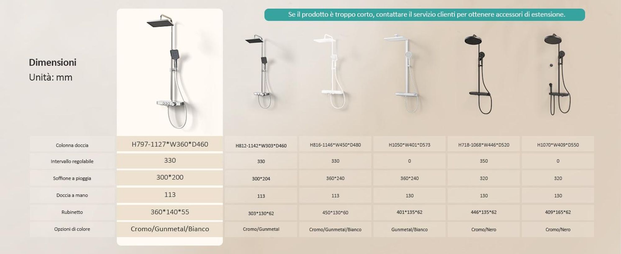 Sistema doccia EMKE con termostatico mensola in vetro doccetta 3 modalità di getto doccia a pioggia, rubinetteria per bagno e doccia, a parete,  KTW, cromo - F09