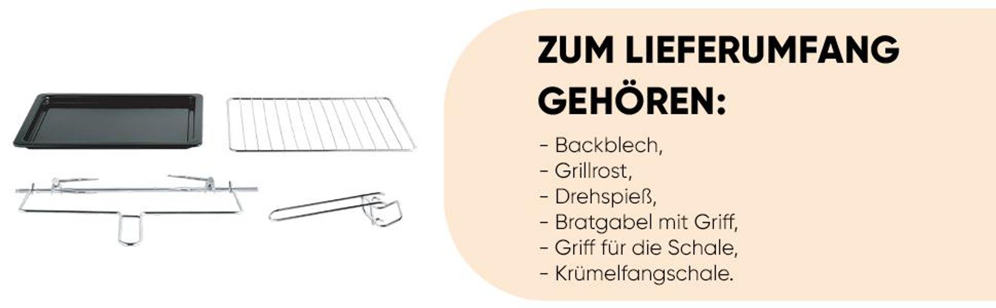 Minibackofen, 30 l, Heizplatten, Förderband, Drehspieß, 3300 W KALORIK
