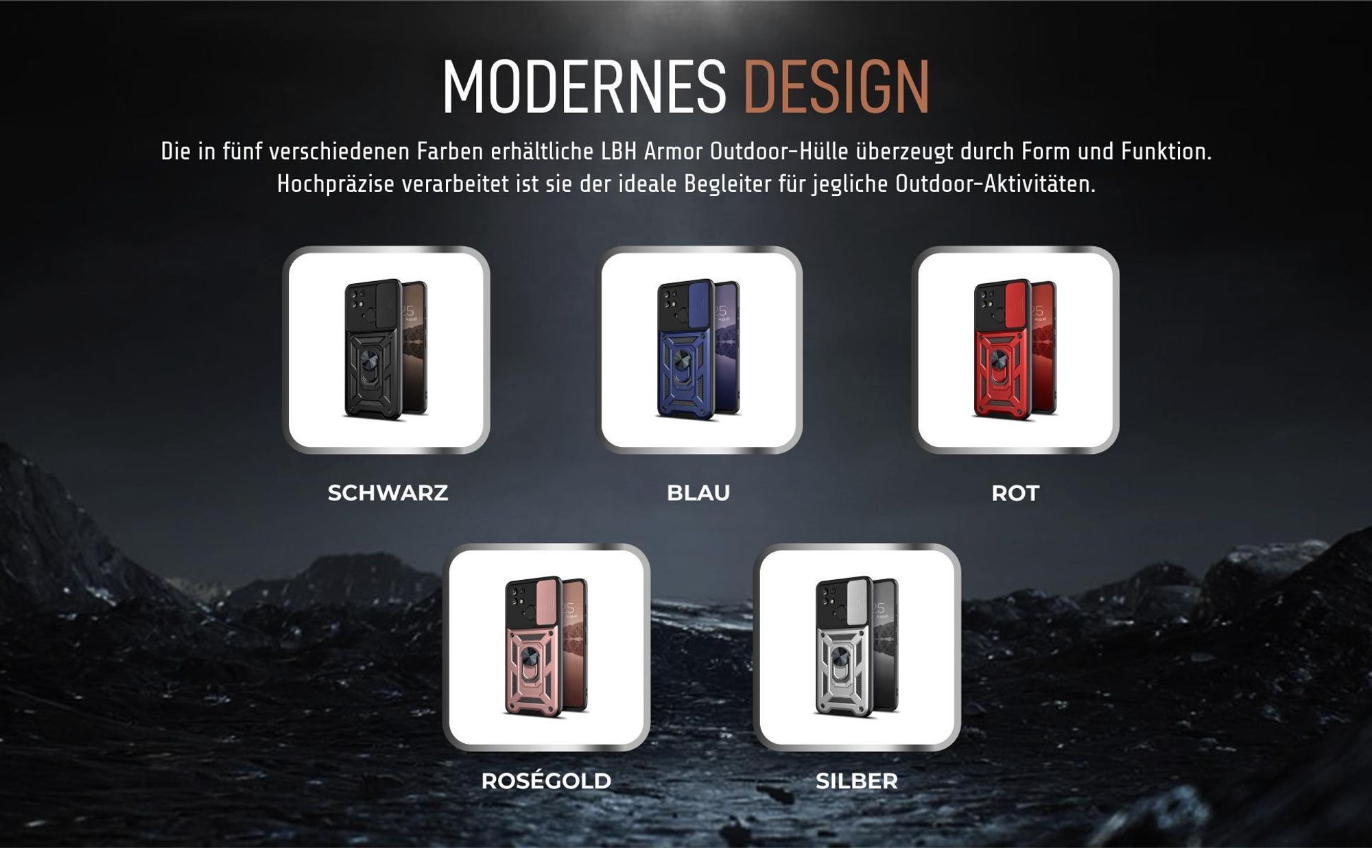 Armorhüllen in Schwarz, Blau, Rot, Rosegold und Silber für Xiaomi Redmi 10C