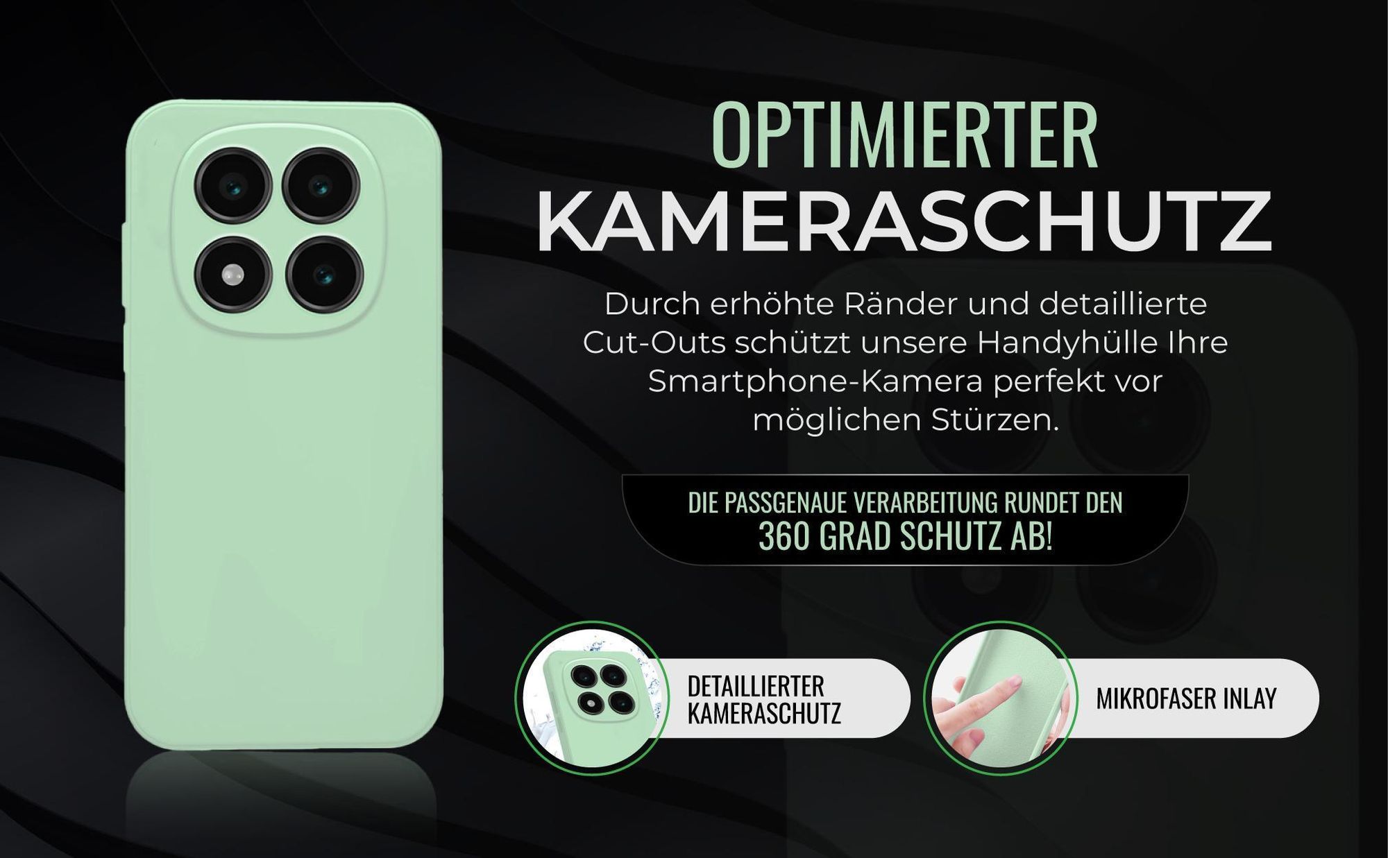 Handyhülle in Türkis für Xiaomi Redmi Note 14 Pro in detailliertem Kamera Cutout