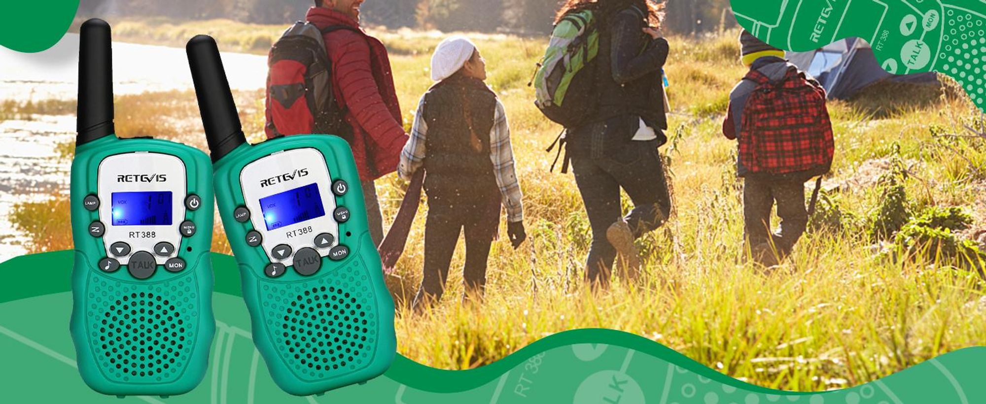 Retevis RT388 Walkie Talkie Kinder, Tastensperrer, sicheres Funkgerät, 8 Kanäle, Reichweite, Geschenke Spielzeug für Jungen Mädchen, Abenteuer Camping