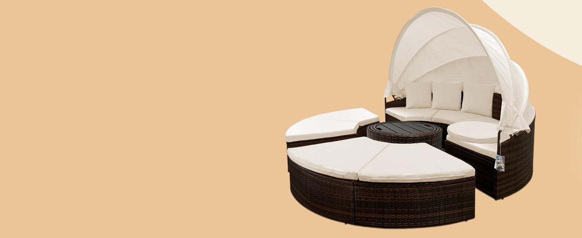 Kingsleeve® Sonneninsel Abdeckung Wasserdicht Winterfest Abdeckplane Gartenmöbel Schutzhülle Abdeckhaube Gartenliege Rund Daybed Ø190x90/50cm