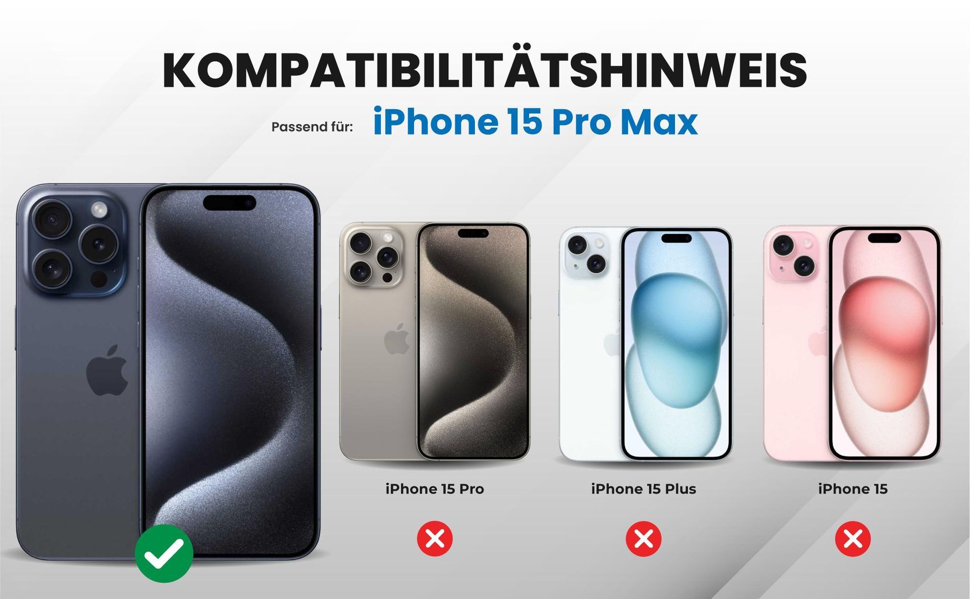 Kompatibilitätshinweise Hülle für Apple iPhone 15 Pro Max