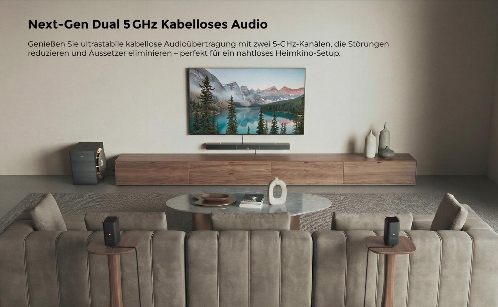 ULTIMEA Skywave Series 7.1.4-Kanal Professionelles Kabelloses Surround-Sound-System für TV mit Dolby Atmos, 980 W Soundbar mit 10"-Wireless-Subwoofer