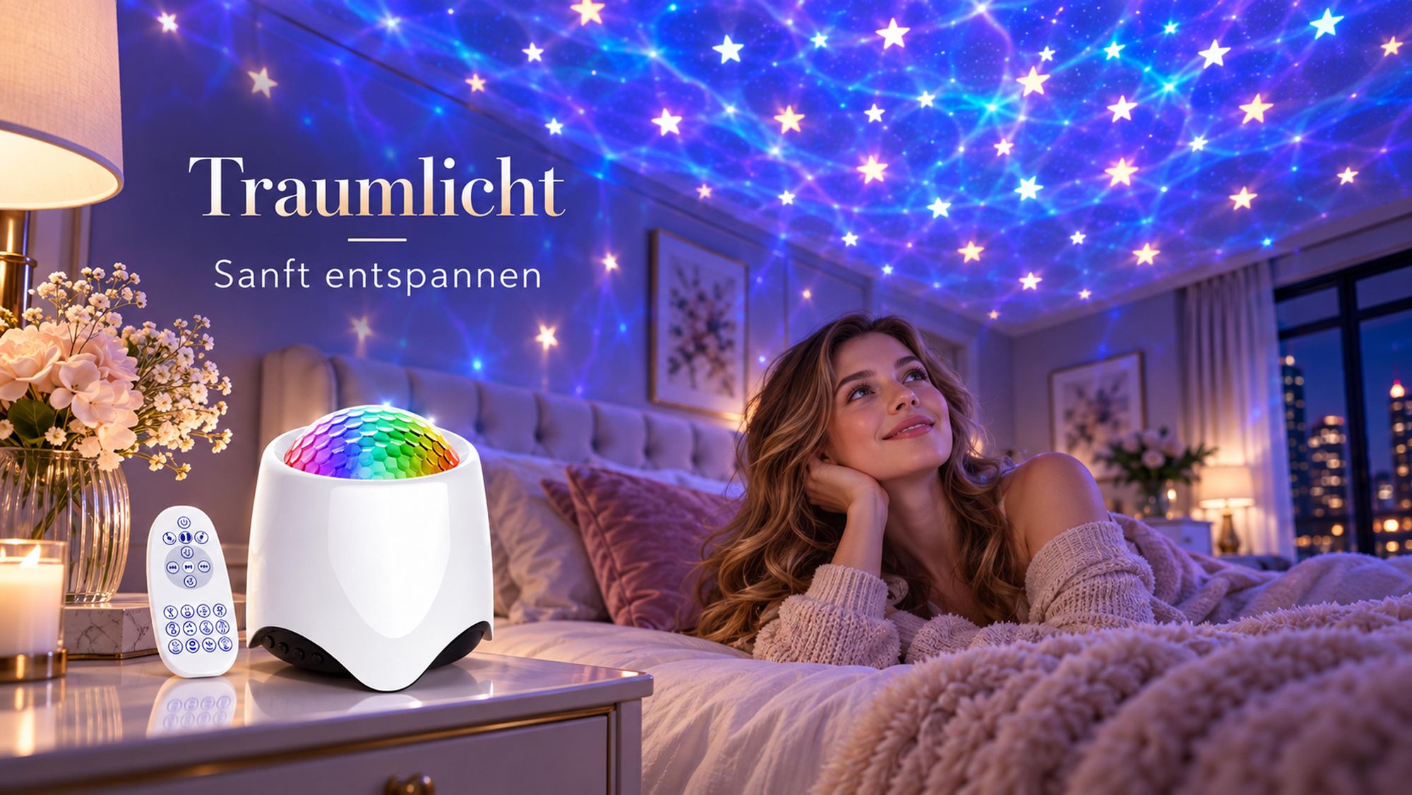Sternenhimmel Projektor Nachtlicht Aurora Lampe Wasserwellen Led Nordlicht Lampe 56 Lichtmodi Musik Lautsprecher Schlafzimmer Party Kinder Zimmer Deko
