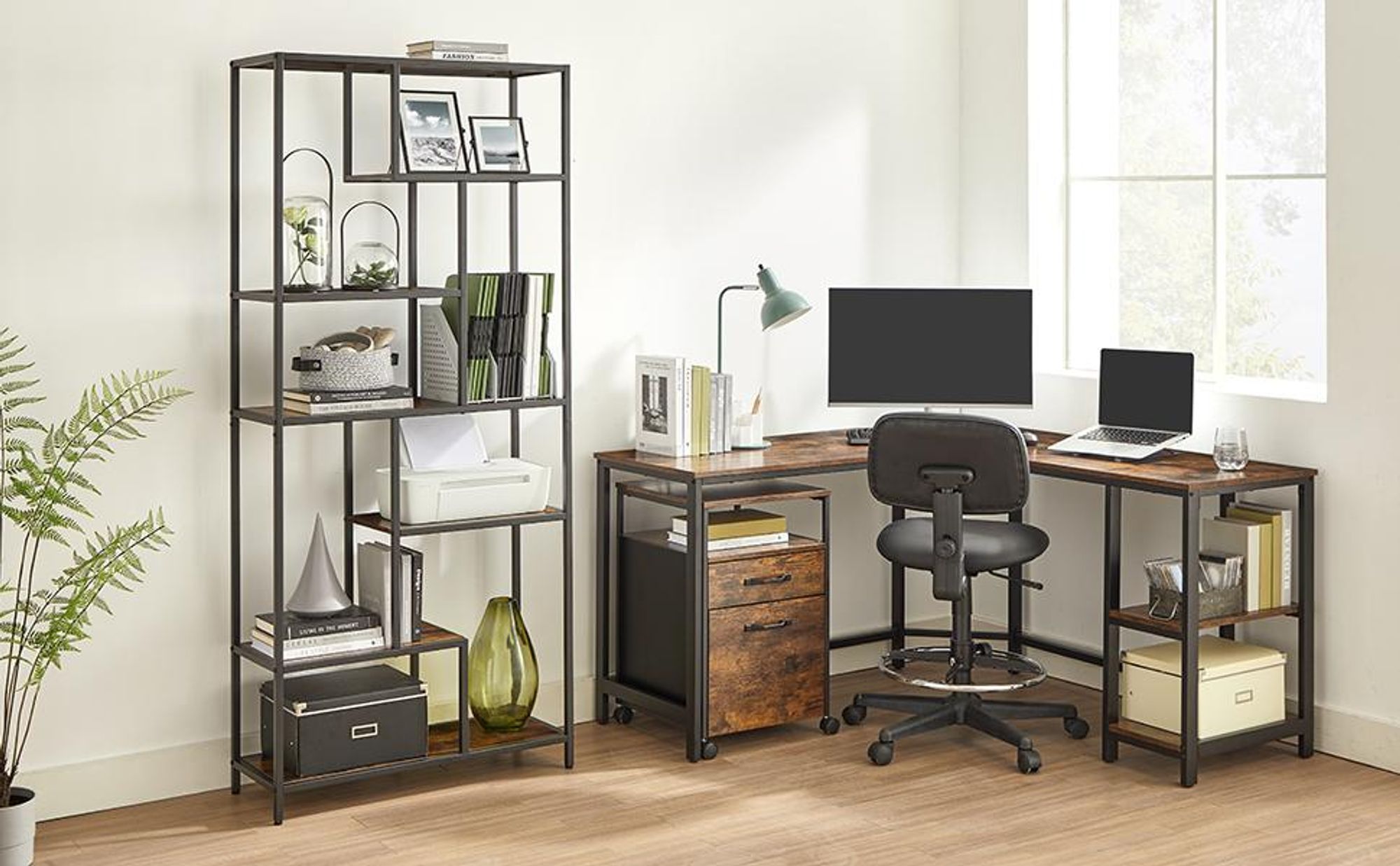 VASAGLE Bücherregal, Regal mit 6 Ablagen, Standregal, Ablagen aus Holzspan, 30 x 80 x 180 cm