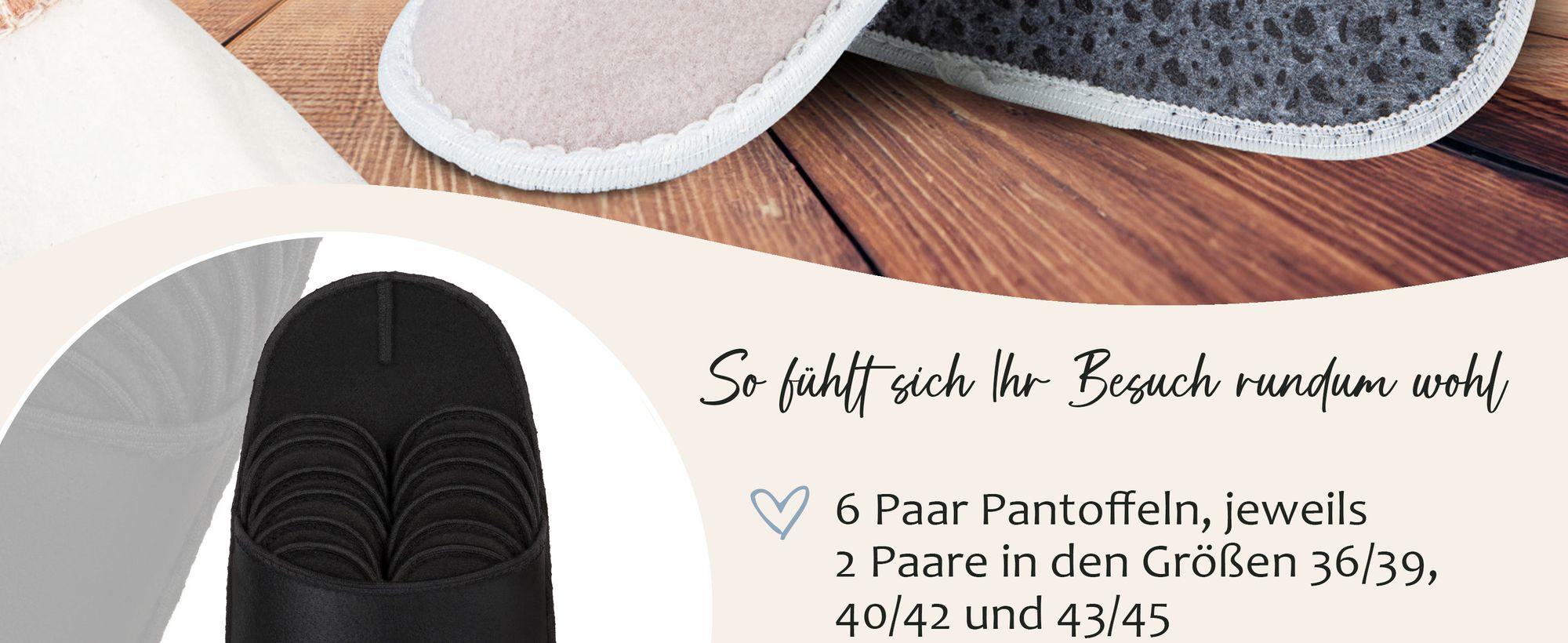 ONVAYA® ABS Gästepantoffel | Schwarz | 6er Set | Antirutsch Sohle | Hausschuhe | Filzpantoffel | Gr. 36-45 Gästehausschuhe