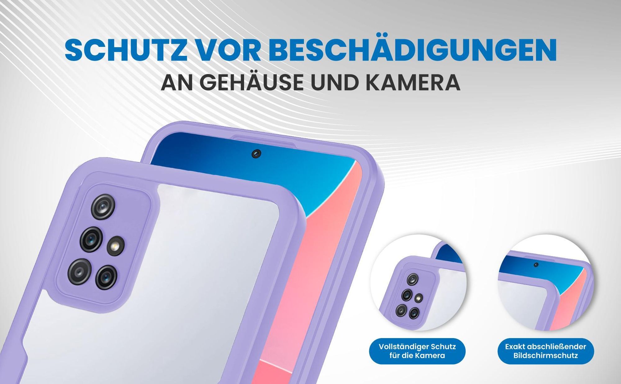 Violette 360 Grad Handyhülle für Samsung Galaxy A51 Front und Backcover