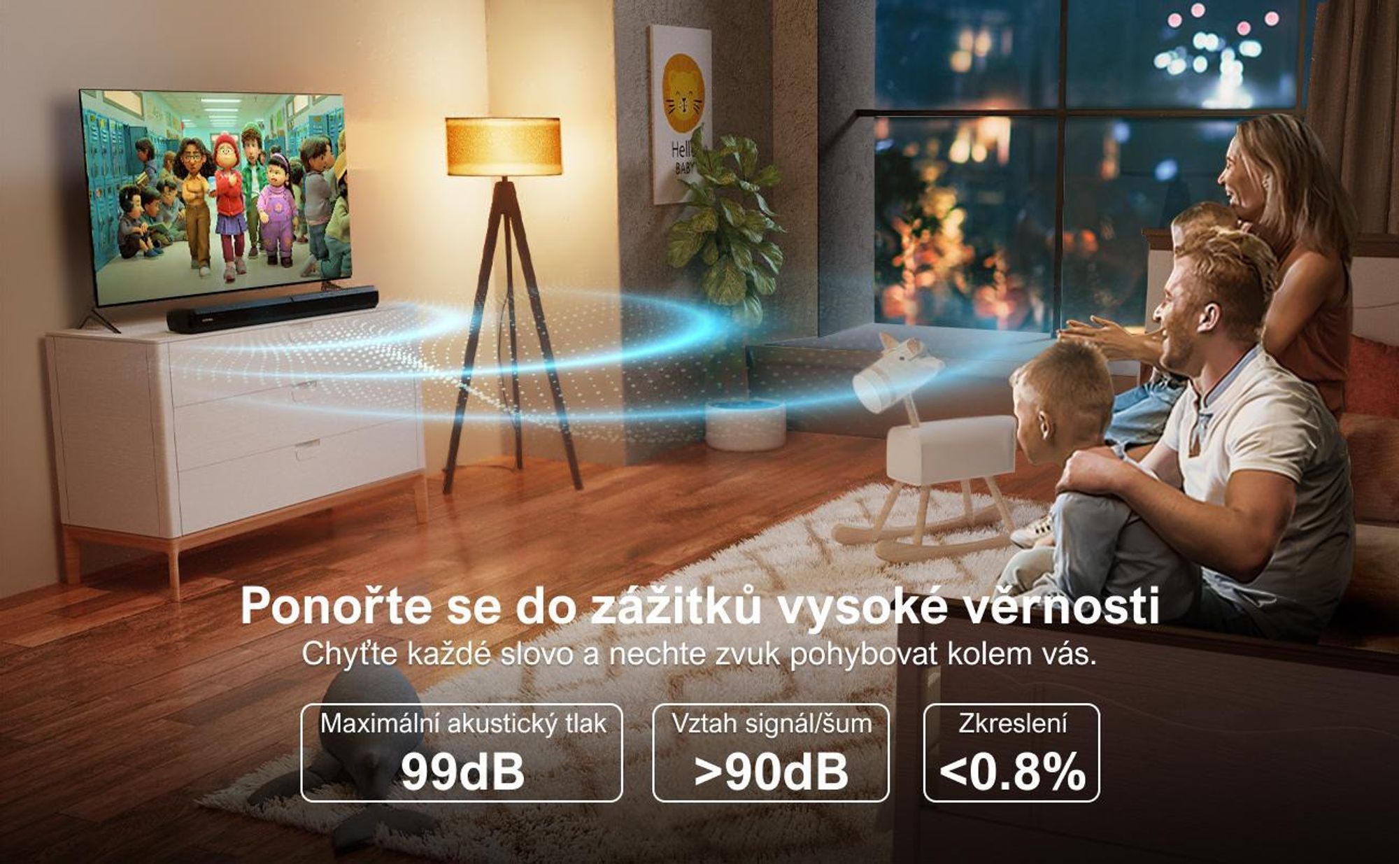 ULTIMEA 2.2kanálový soundbar pro televizory, dělitelný soundbar 2 v 1, Bluetooth® 5.3, 3 režimy ekvalizéru a nastavitelné basy, Apollo S40