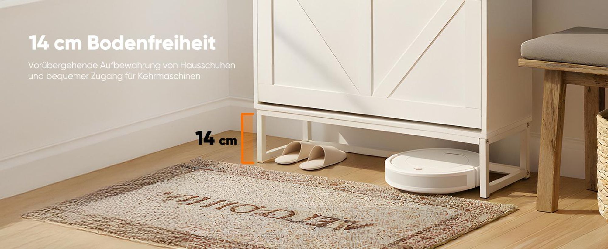 HOKEEPER Schuhschrank 2 Klappen, Schuhkipper, Shoe Cabinet, freistehendes schmales Schuhregal, Schuhkommode für Eingangsbereich für 18-24 Paar Schuhe