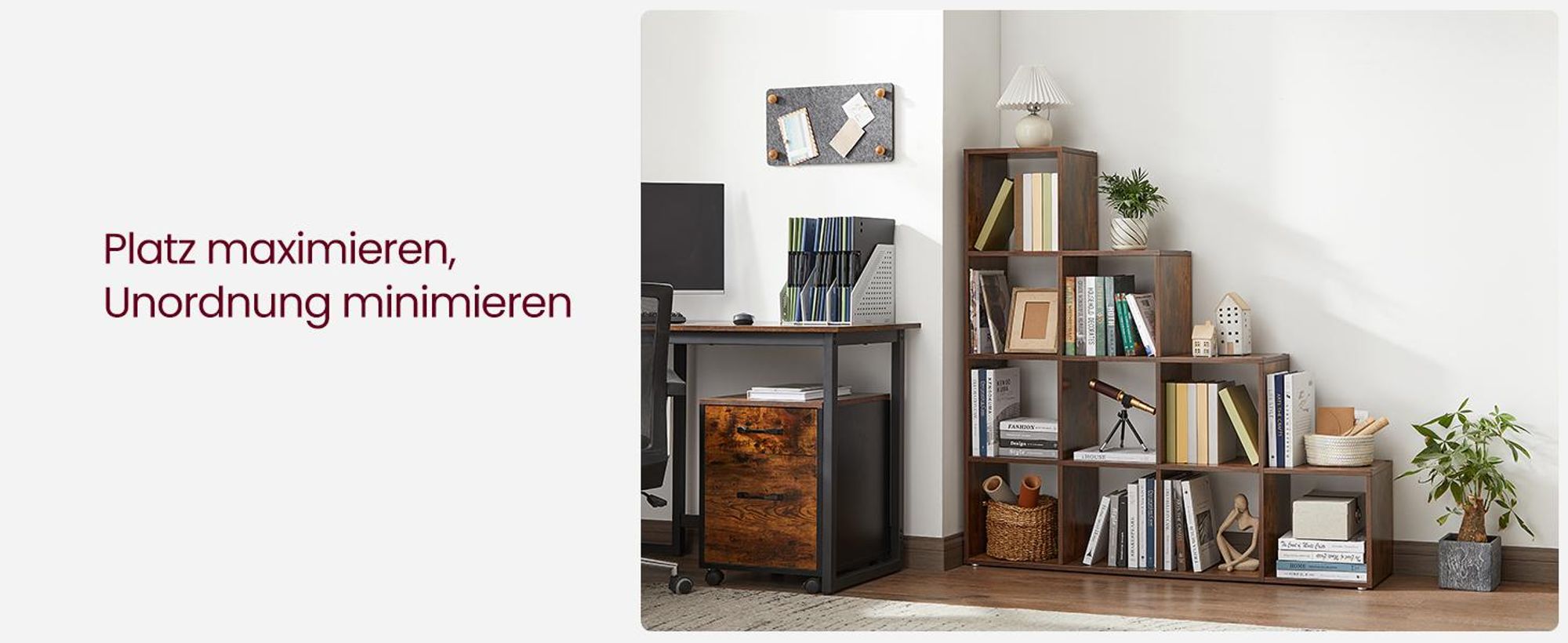 VASAGLE Bücherregal 10 Würfeln Raumteiler Treppenregal Standregal vintagebraun