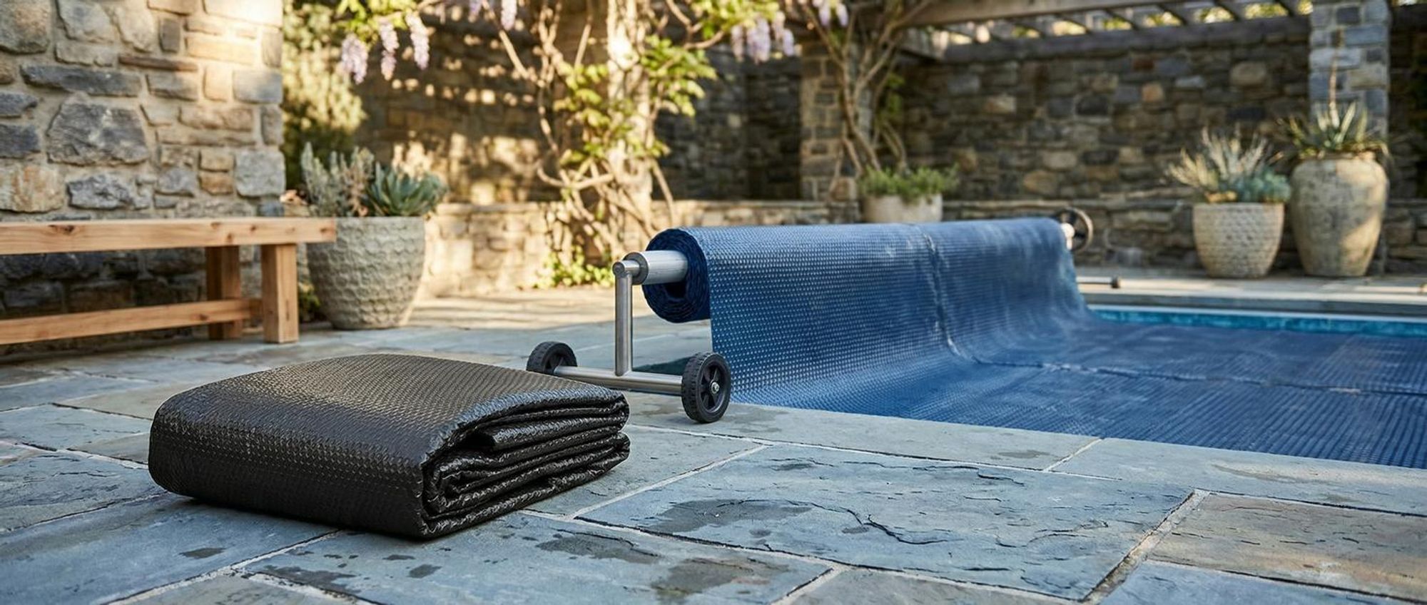 tectake® Pool-Solarfolie rund und selbstschwimmend Durchmesser 455 cm