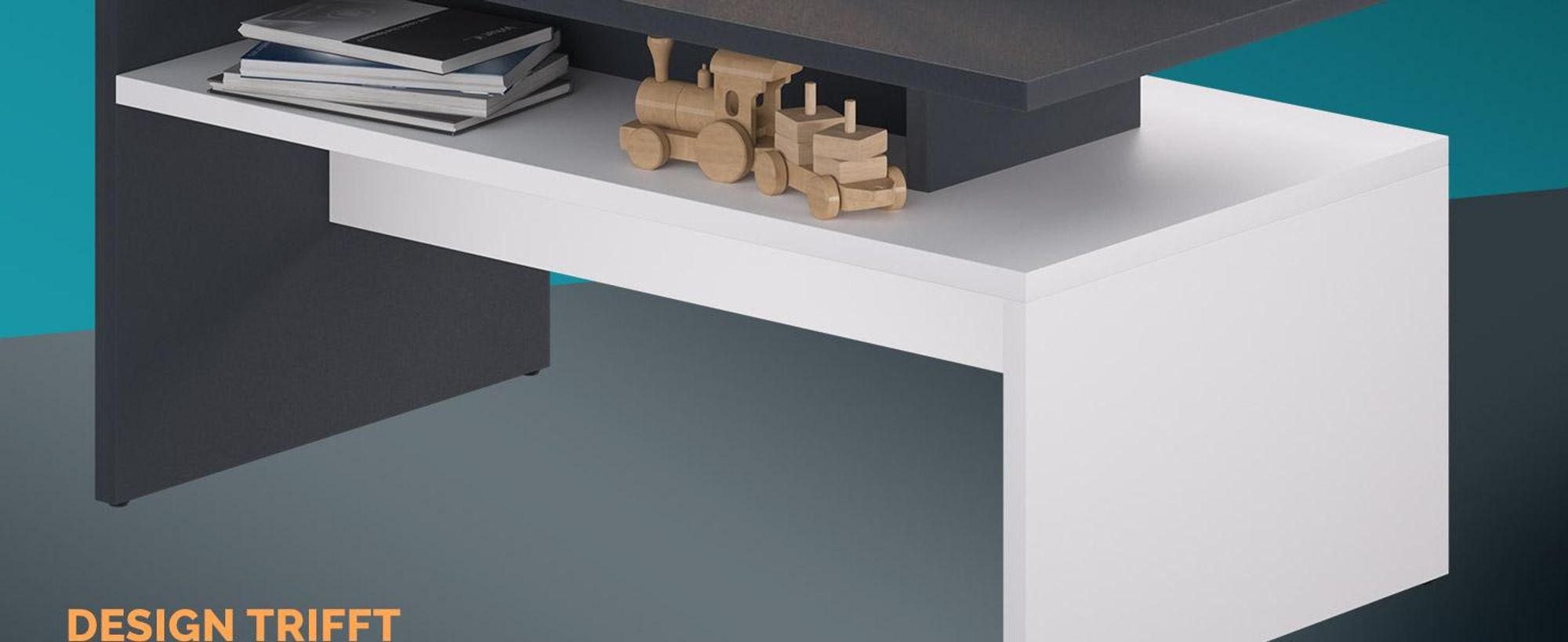 CASARIA Couchtisch mit Stauraum Weiß Anthrazit