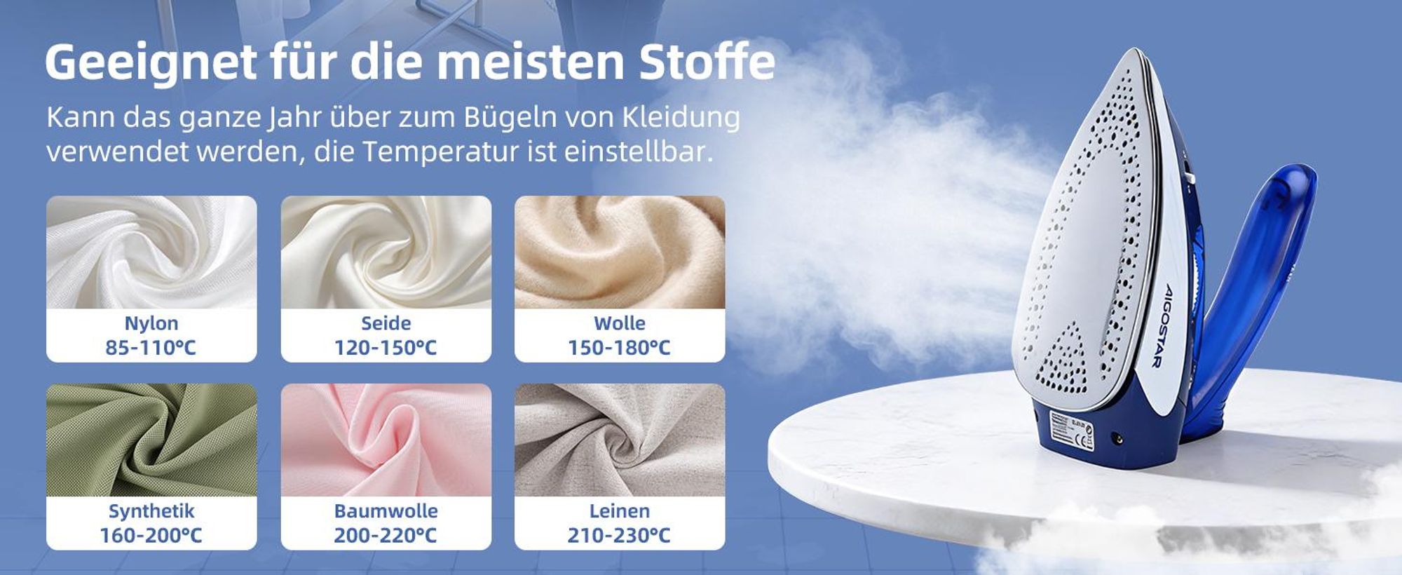 Aigostar Reise-Dampfbš¹geleisen Kleines Mini Dampf Bš¹geleisen Leichtes Reisebš¹geleisen Tragbar Faltbarer Griff Dampfbš¹geleisen Mehrere Temperaturstufen Reisedampfbš¹geleisen 1100W 80ml Wassertank