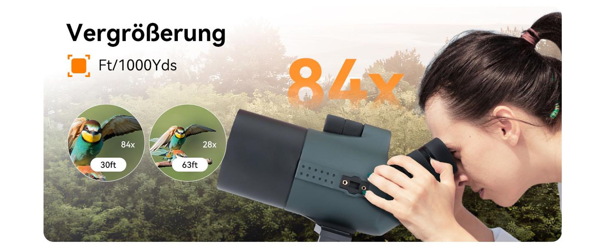 Svbony SV41Pro Mak Spektiv, 28-84X80 FMC Dual Speed Fokus, Wasserdichtes Spektive mit Stativ für Mond Stargazing Vogelbeobachtung, Mit Sucherfernrohr