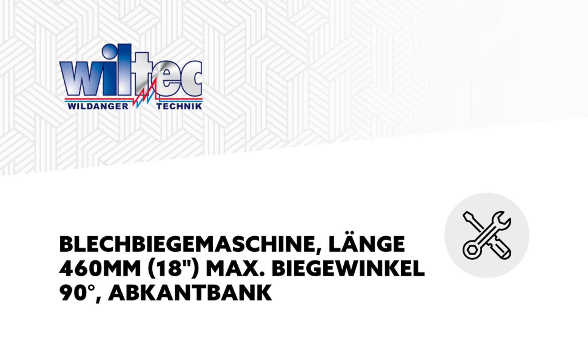 Wiltec Blechbiegemaschine 460 mm (18") Blechlänge, max. 90° Biegewinkel, Abkantbank zum Blech Abkanten aus Gusseisen in Blau und Grau