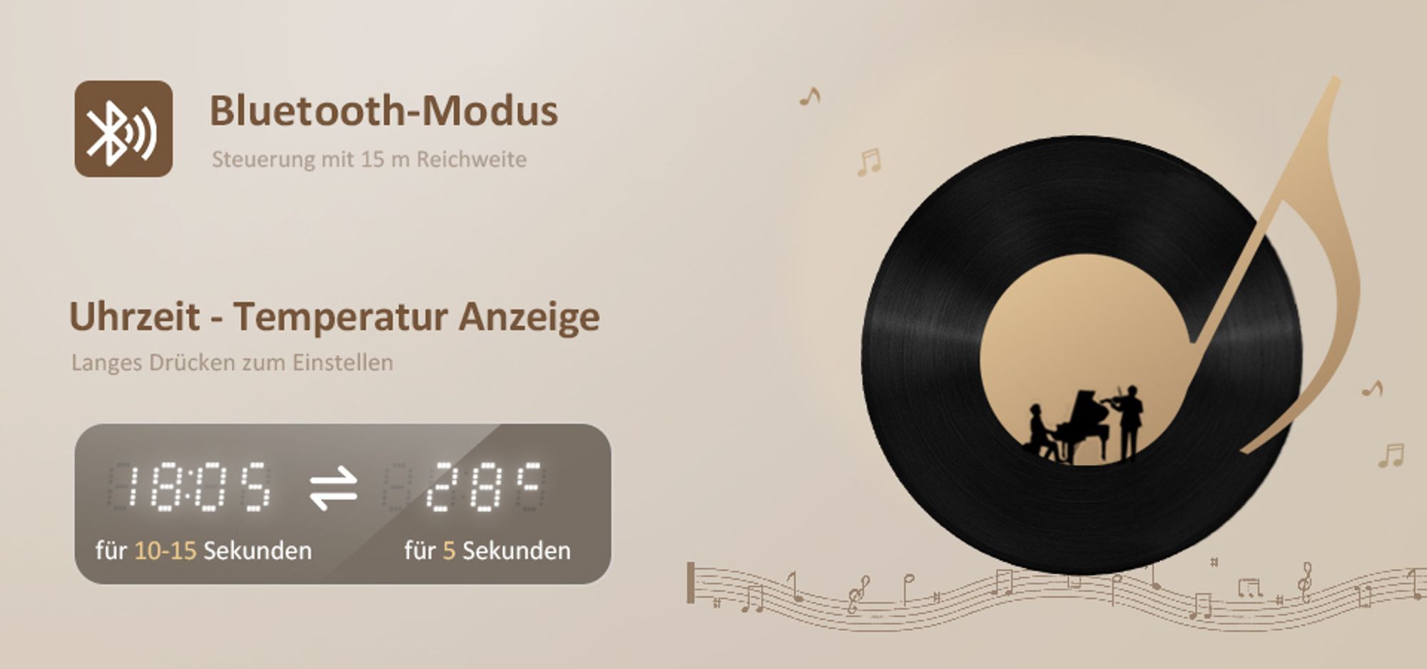 Heilmetz Badezimmerspiegel Rund 60cm Durchmesser LED Badspiegel mit Touch Schalter mit Natürliches Licht 4300K Lichtspiegel Badezimmerspiegel Display mit Temperatur und Uhrzeit Bluetooth