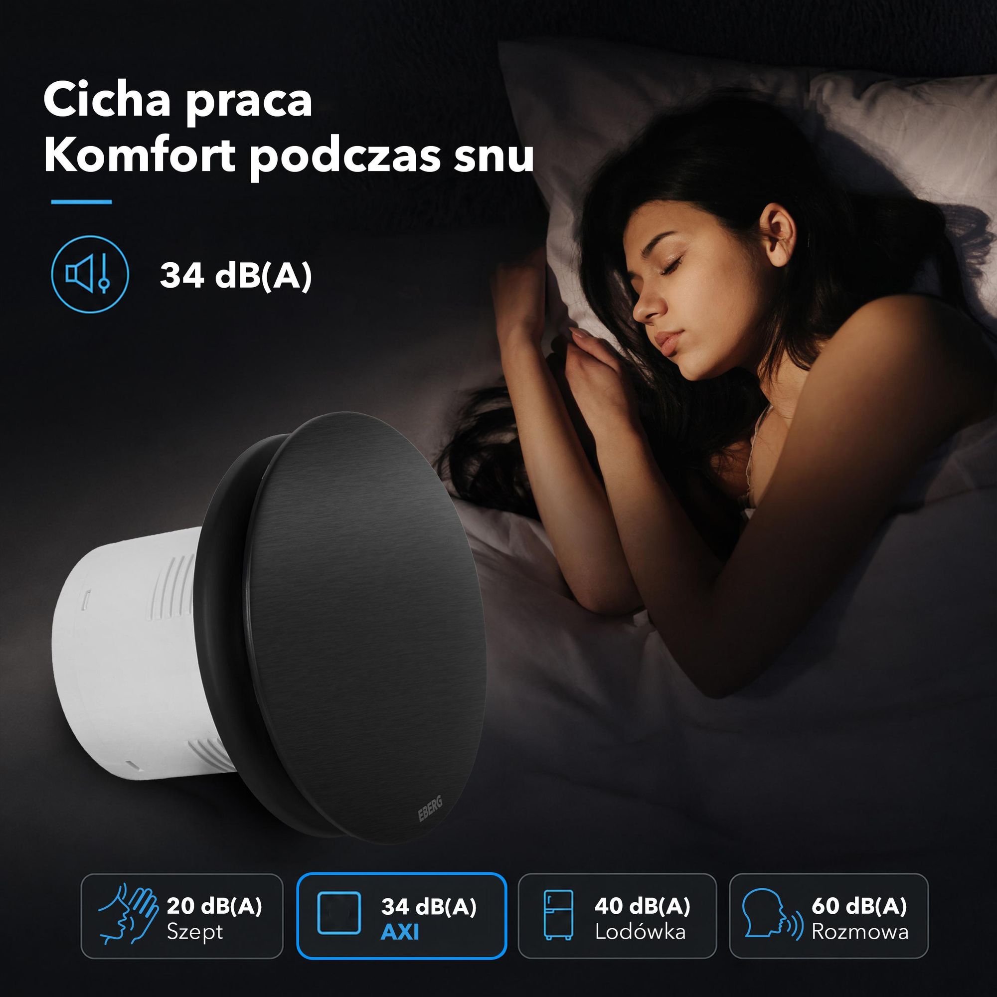 EBERG AXO 100 B Wentylator Łazienkowy 100 mm Klapa Zwrotna Czarny