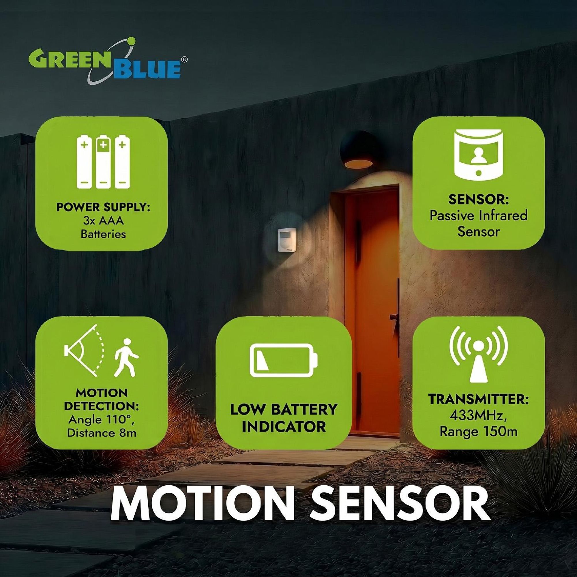 Funk Alarmanlage mini Bewegungsmelder DC3400 Alarm Sensor Funksignal wireless