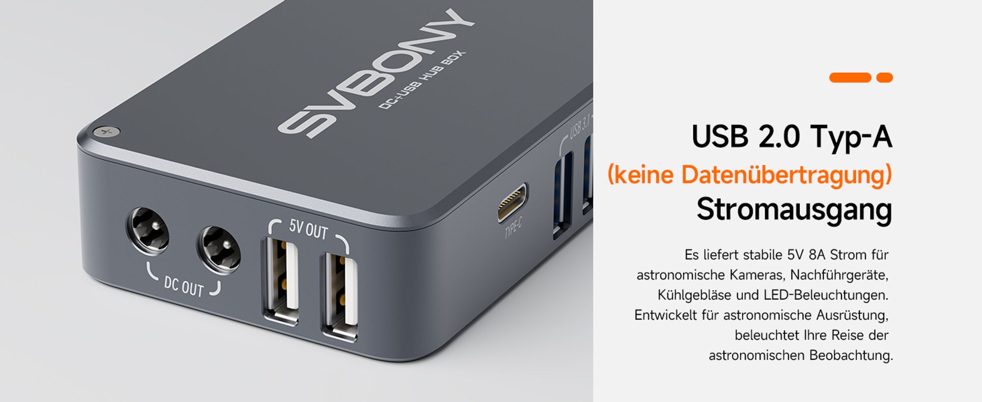 Svbony SV241 Teleskop DC Power Adapter, Astronomie Teleskop Zubehör, 6 DC Power Output Astronomie Pocket Adapter, USB Hub Box für Deep Sky Fotografie