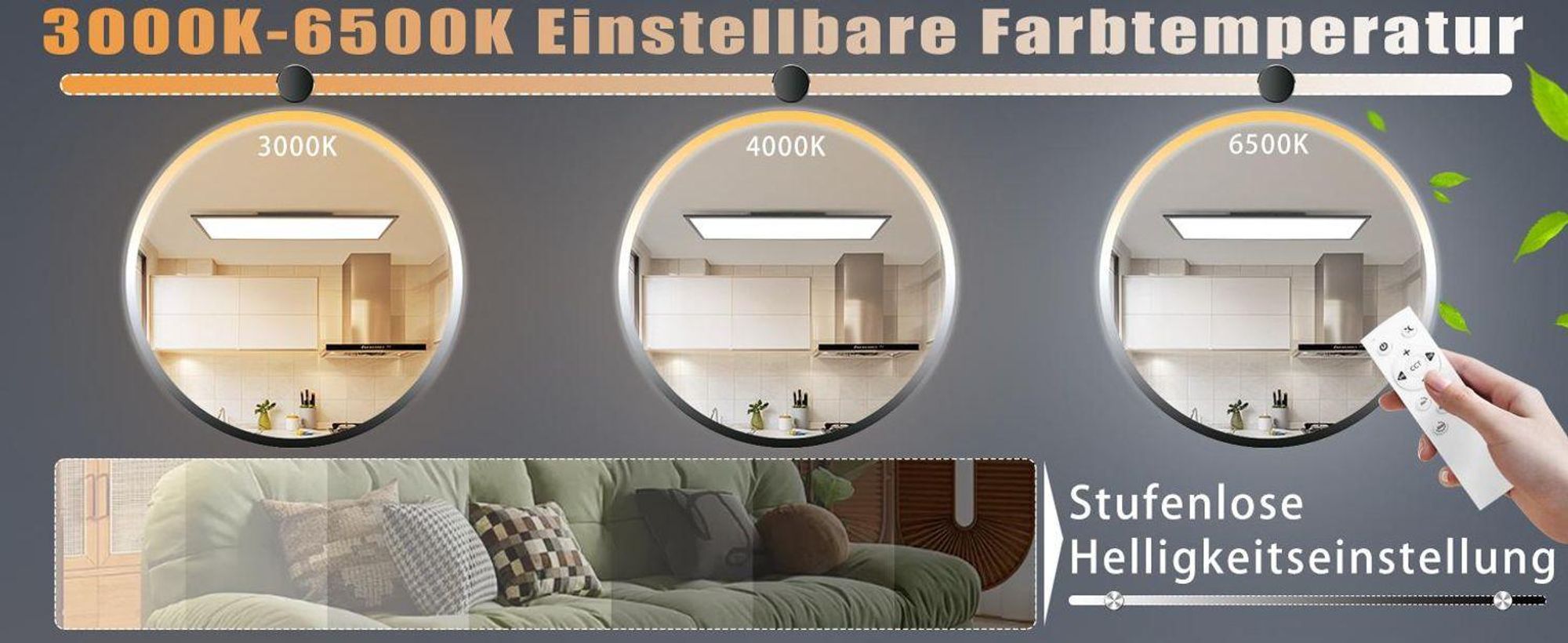 ZMH Lámpara de techo LED, 100x25 cm, 24W, diseño plano, ideal para oficinas, con mando a distancia, regulable, lámpara para cocina, lámpara de oficina, apta para cocina, dormitorio y pasillo, color