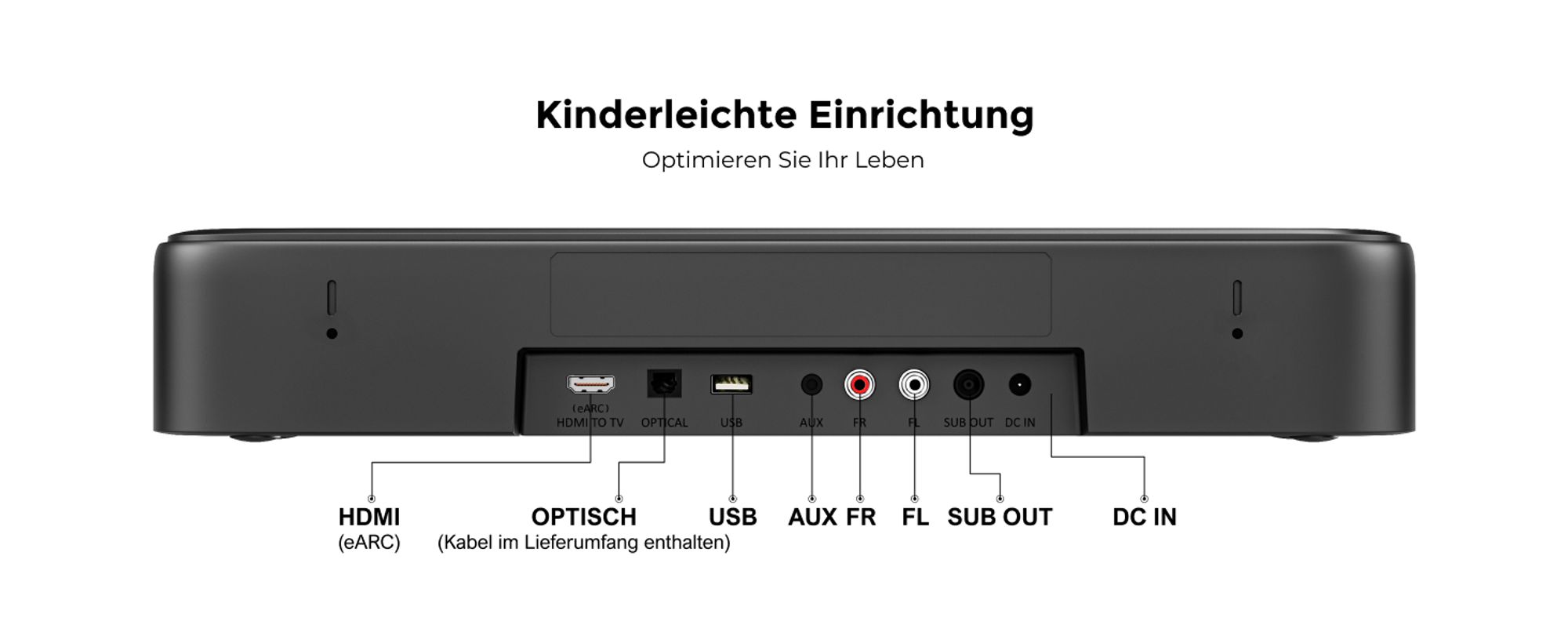 ULTIMEA 7.1ch Dolby Atmos Soundbar mit Subwoofer für TV, Surround Sound System für Heimkino, App Steuerung, 4 Surround Lautsprechern