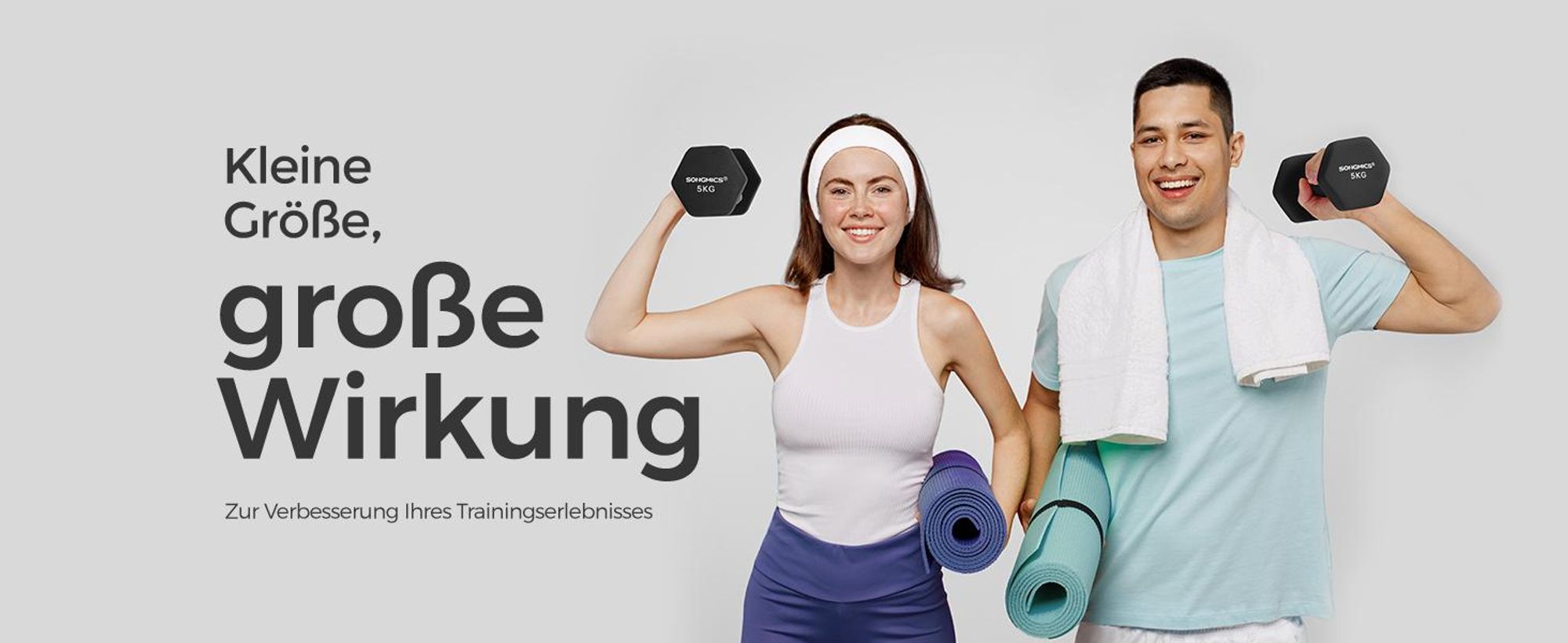 SONGMICS Hanteln, 2er Set, 2 x 5 kg, Hantelset, Kurzhanteln, Hexagon, Neopren-Beschichtung, Krafttraining, Workout