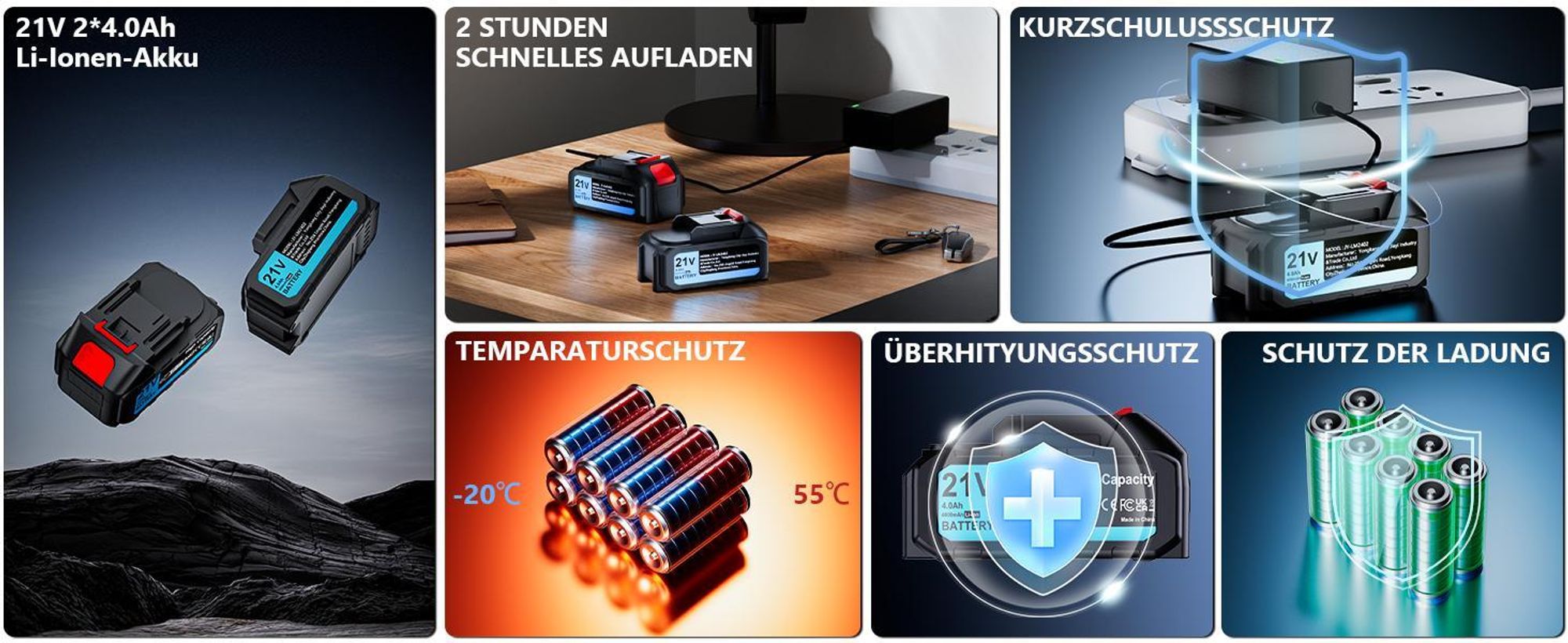 Akku Rasentrimmer 1000W Bürstenloser Motor 4-in-1-Rasentrimmer, mit 21V 2x 4,0Ah Akku Freischneider Gartengeräte, Teleskopstiel, 26 cm Schnittkreis