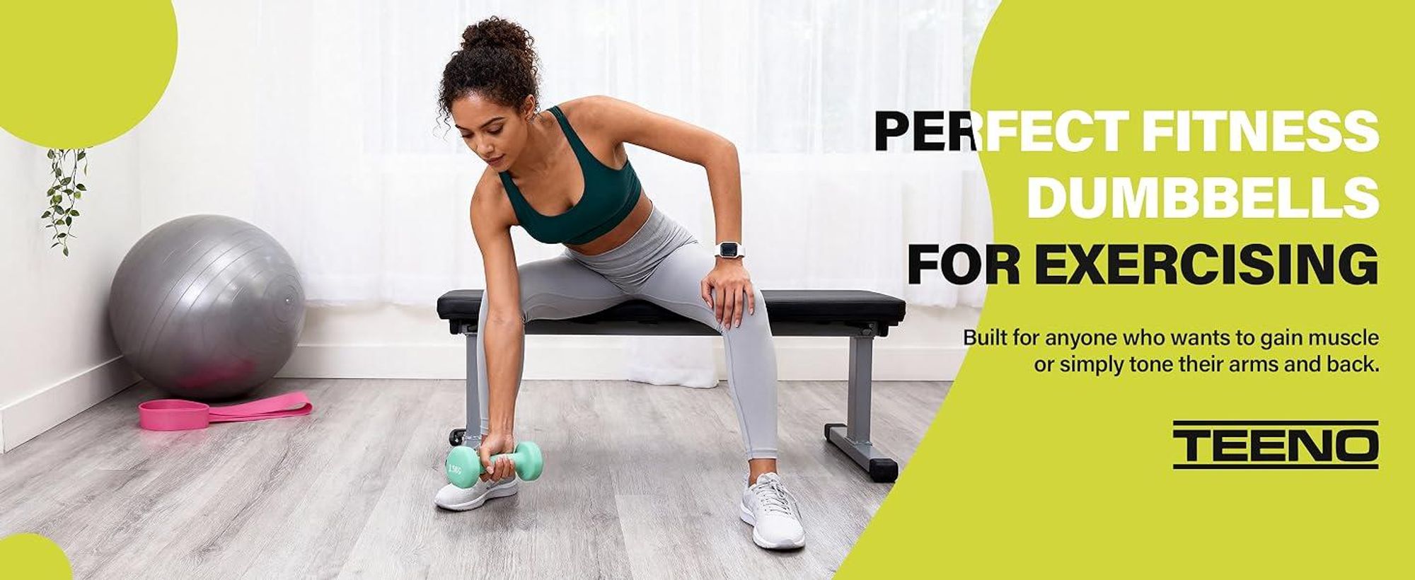 TEENO Neopren-Hanteln 9/12 kg mit Halterung – Set mit 6 Hanteln für Frauen und Männer, rutschfest, für das Training zu Hause, für Arme und Schultern