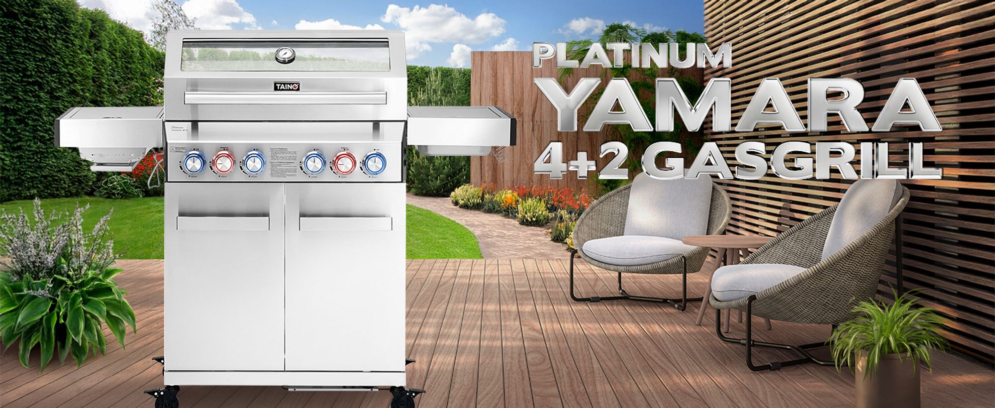 TAINO PLATINUM YAMARA 4+2 Gasgrill auf Terrasse