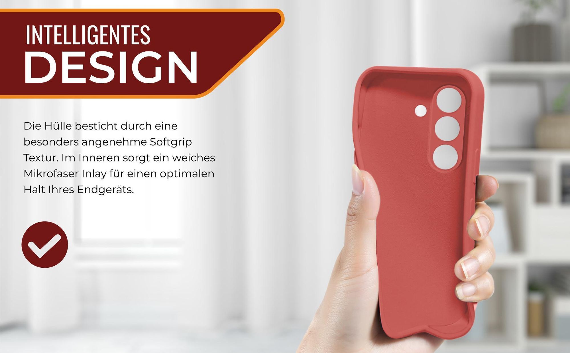 Slimcover in Rot für Samsung Galaxy A27 5G mit Mikrofraser Inlay