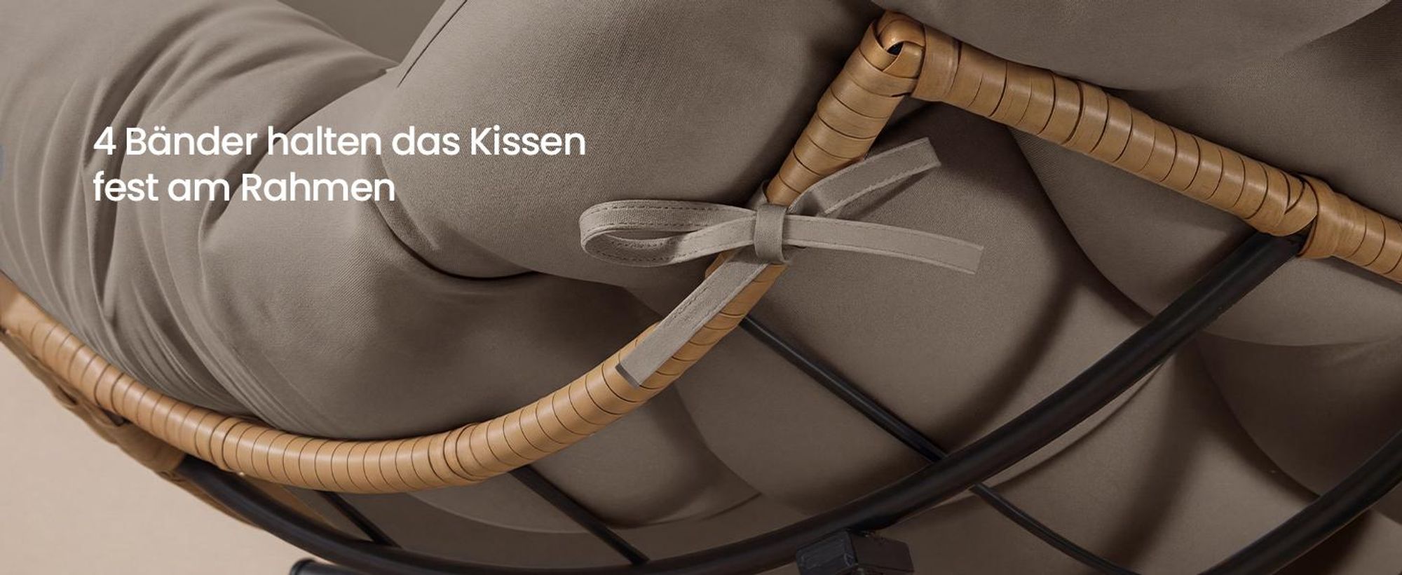 VASAGLE Relaxsessel mit ausziehbarer Fußstütze, Schaukelsessel, abnehmbares Kissen, Stahlgestell, bis 136 kg, beige