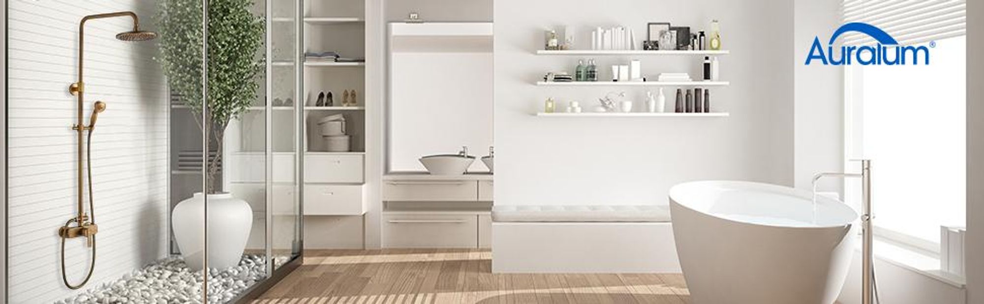 Auralum Antik Duschsäule, Retro Duschsystem aus Vollmessing – Thermostat Duschset für Badezimmer