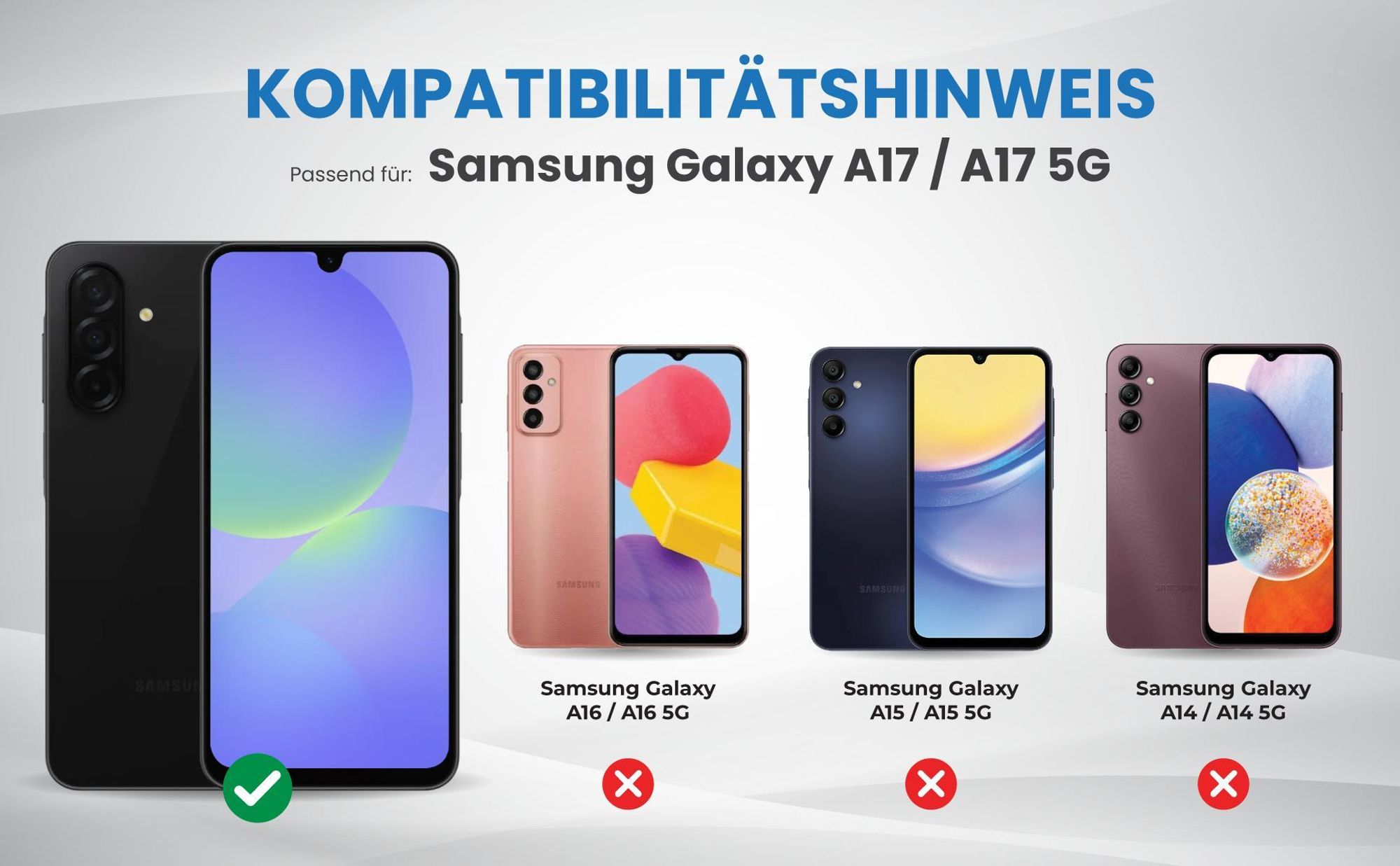 Kompatibilitätshinweise Hülle für Samsung Galaxy A17 / A17 5G