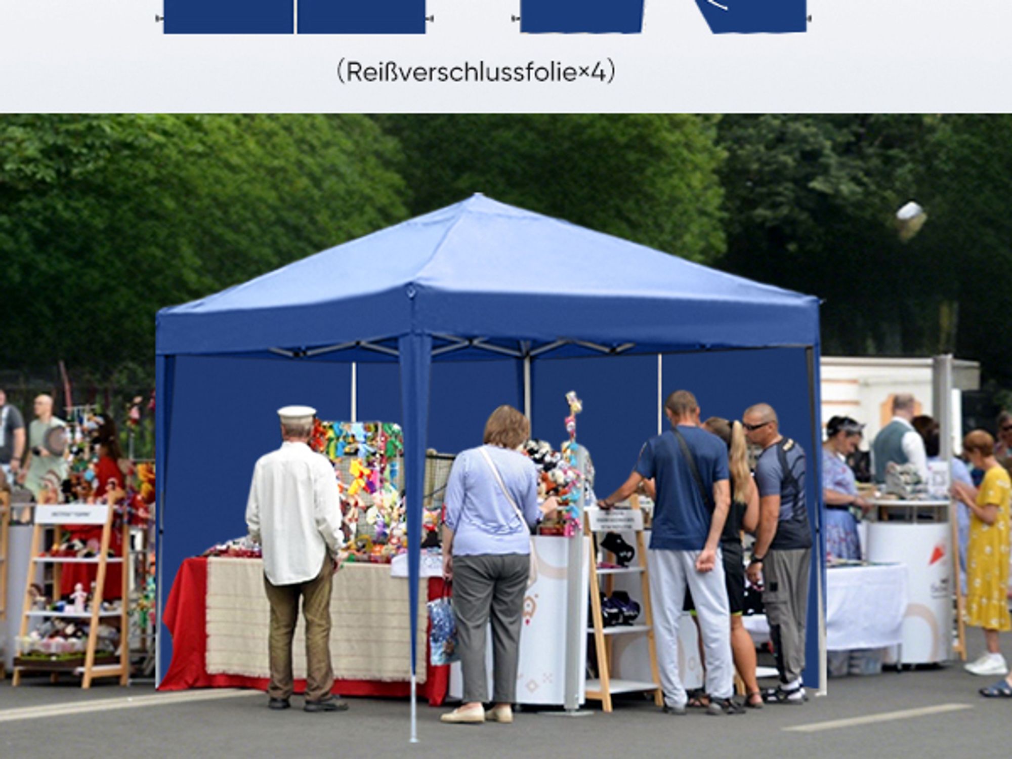 Sekey 2 Seitenteile für 3x3 /3x6m/3x9m pavillon mit Reißverschluss, Dunkelblau