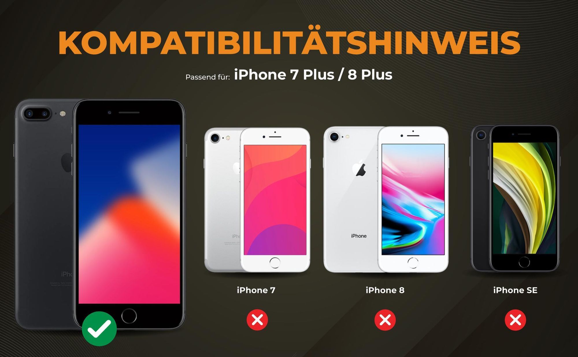 Kompatibilitätshinweise Hülle für Apple iPhone 7 Plus / 8 Plus