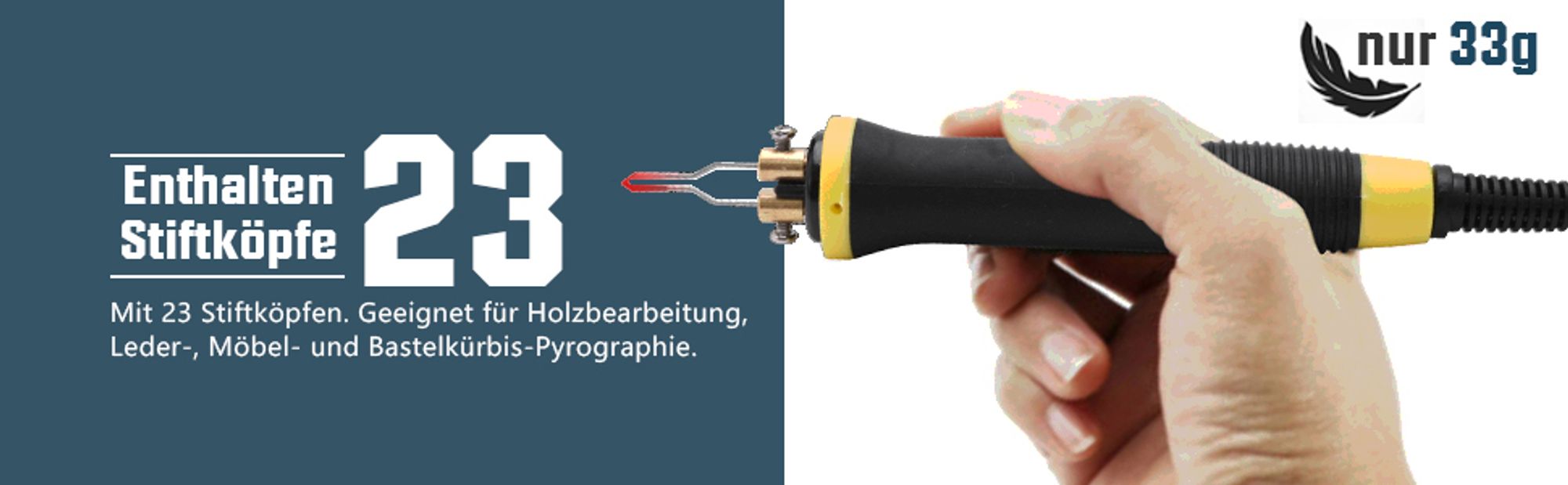Brandmalerei 100W mit 23tlg Spitz & 2 Stiften Holzbrenner Brennkolben 0-750°C Brandmalstation Brandmalkolben Brandmalgeräte für Holz, Leder und Kork